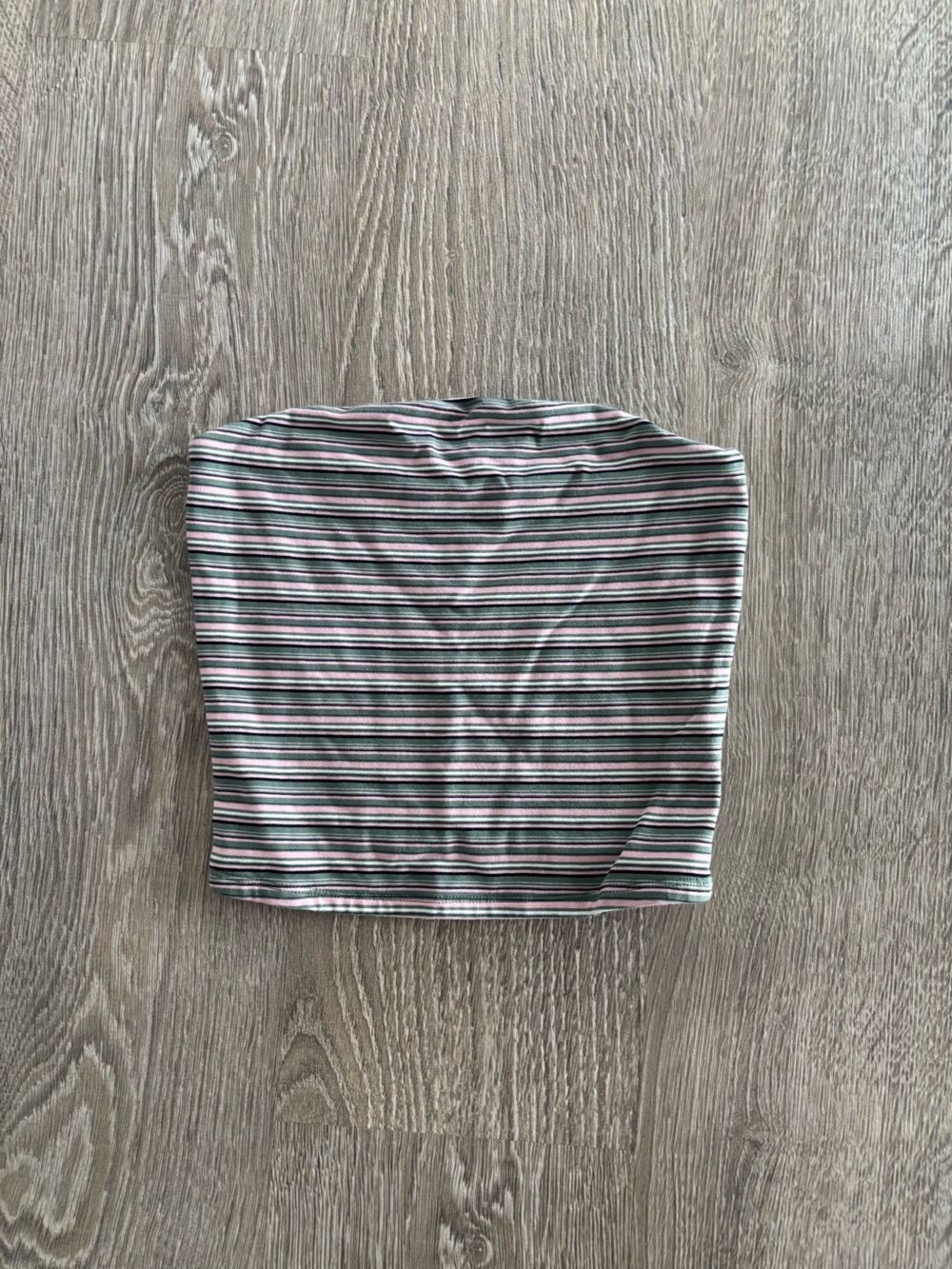 Garage Striped Tube Top in Pink, Green & White